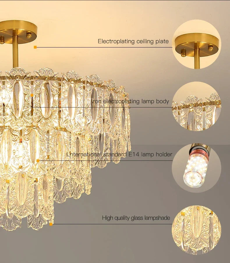 Modern Light Luxury French Living Room Chandelier Romantic  Bedroom Ceiling Lamp Dining Table Decor Hanging Light Lustre Fixture
