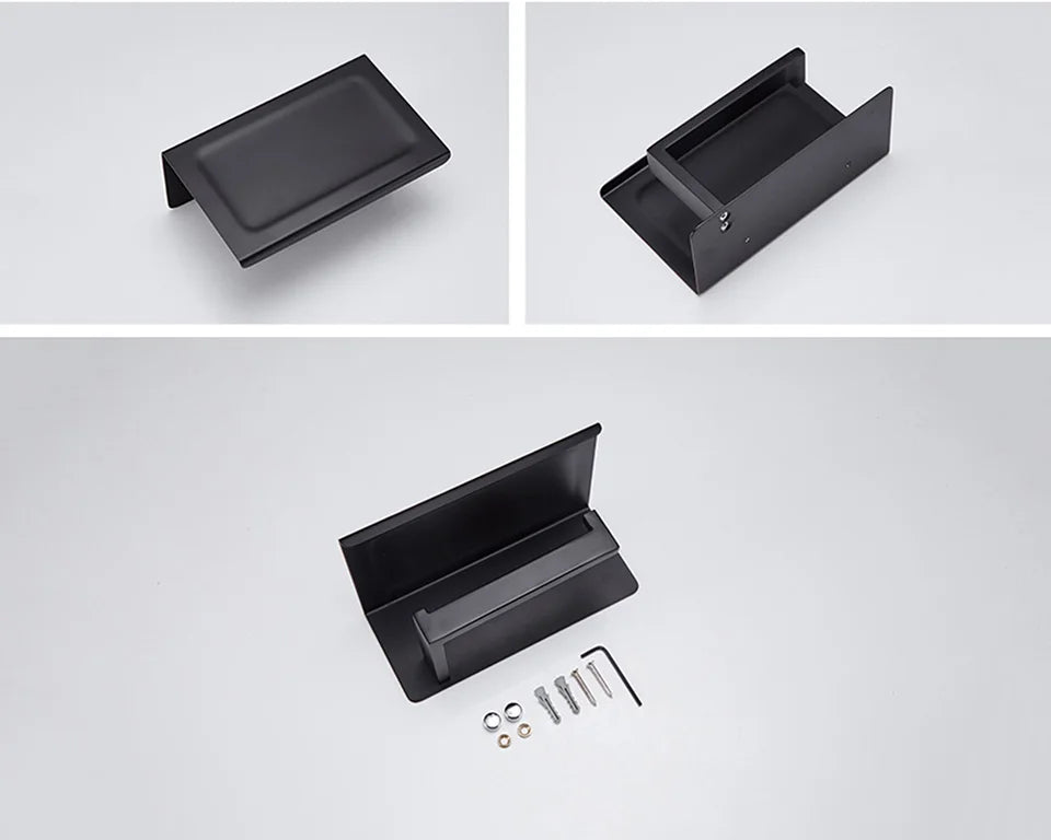 Matte Black Bathroom Hardware 304 Stainless Steel Towel Rack Toilet Paper Holder Liquid Soap Holder Towel Bar Toilet Accessories