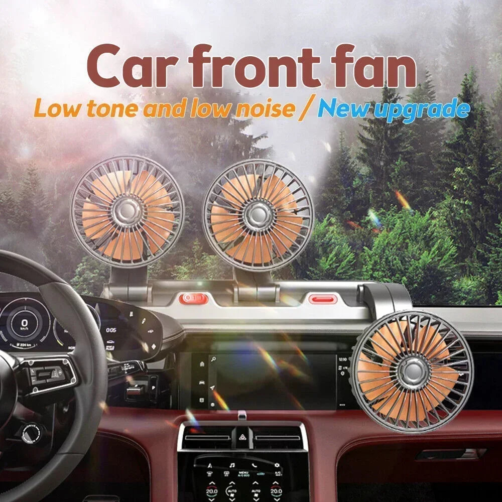 1/2/3 Head Car Fan Summer Air Cooler USB/12V/24V Adjustable 2 Speeds Silent Fan for Home Desk Office & Car