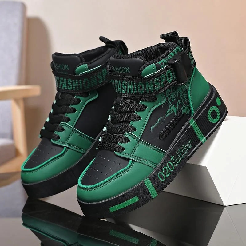 2026Men High Top Boots Platform Vulcanized Sneakers Lace Up Soft Sole Men Casual Walking Shoes Ankle Boots Tenis Masculino 39-45