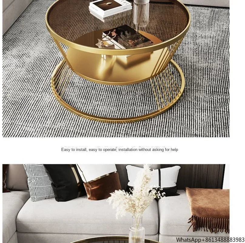 Small Apartment Living Room Round Household Minimalist Mini  Table Modern Light Luxury