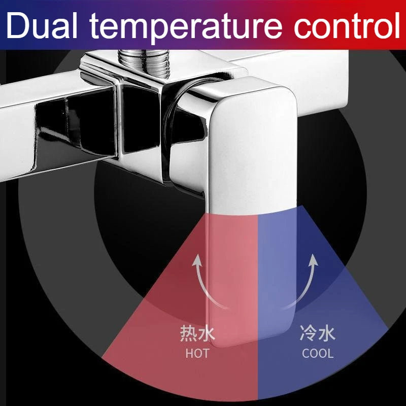 Alloy Shower Cold and Hot Water Faucet Pressure Booster Shower Head Set - Home Use Cold and Hot Mixed Water Valve Bathing Device