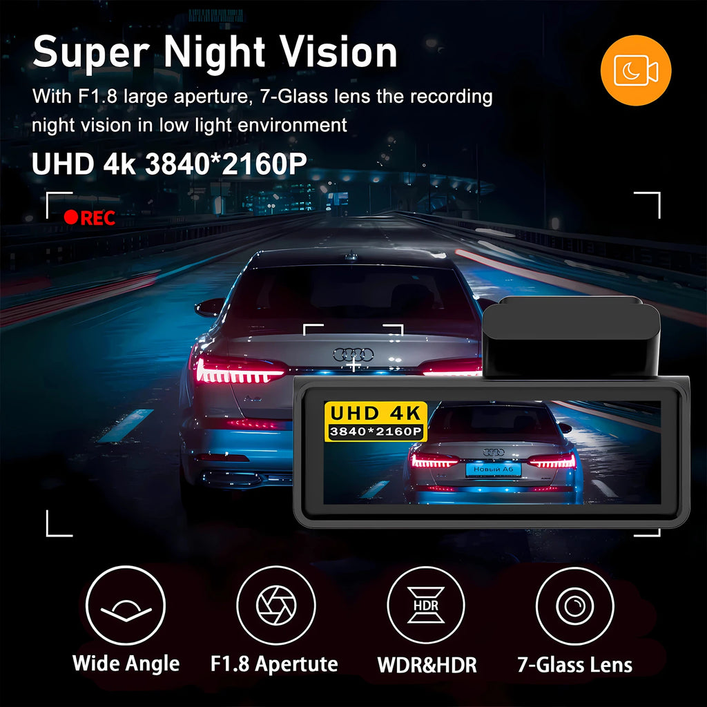 ADAS Dash Cam 4K+2.5K GPS WIFI 24H Night Vision Mini Optional Rear Lens Dashcam Car DVR Video Recorder Camera For Car Black Box