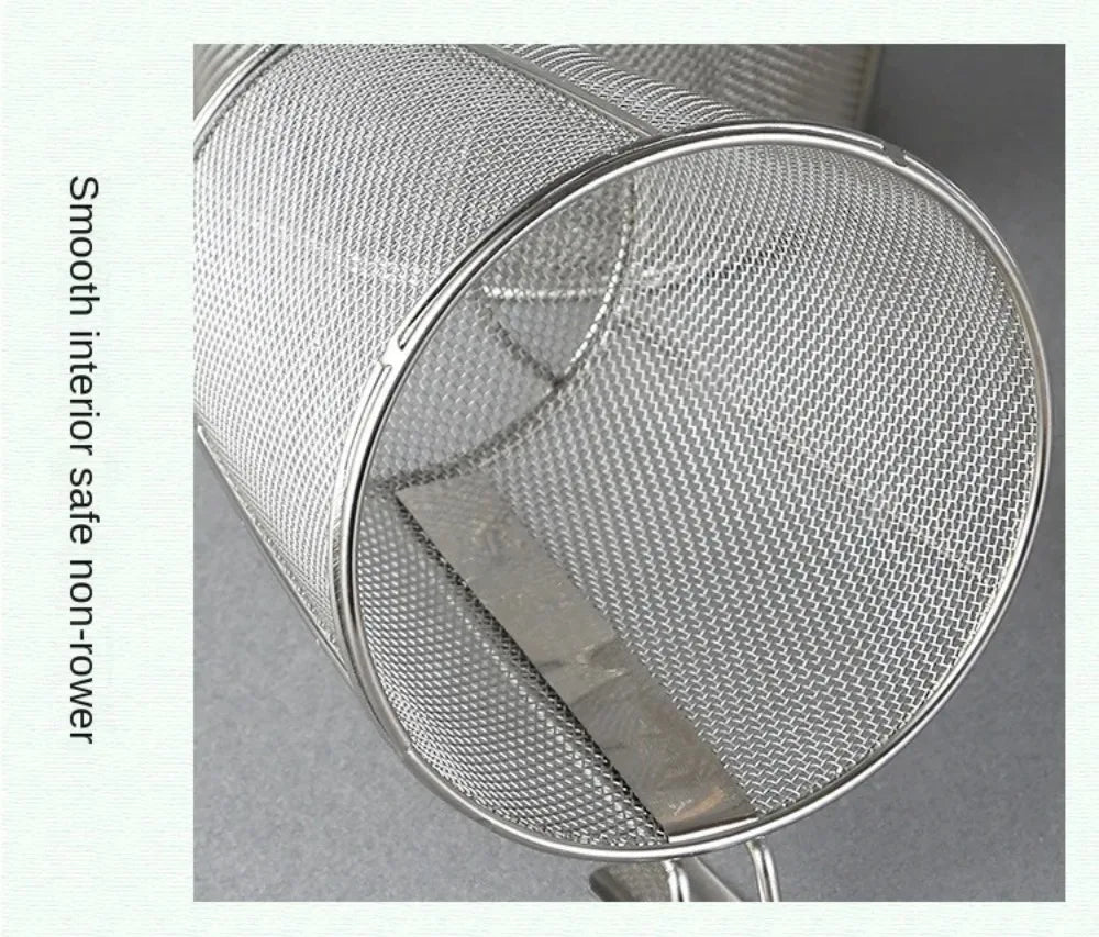 Durable Thickened Stainless Steel Funnel Wooden Handle Multifunctional Pasta Basket Strainer Kitchen Gadgets Deep Fry Basket