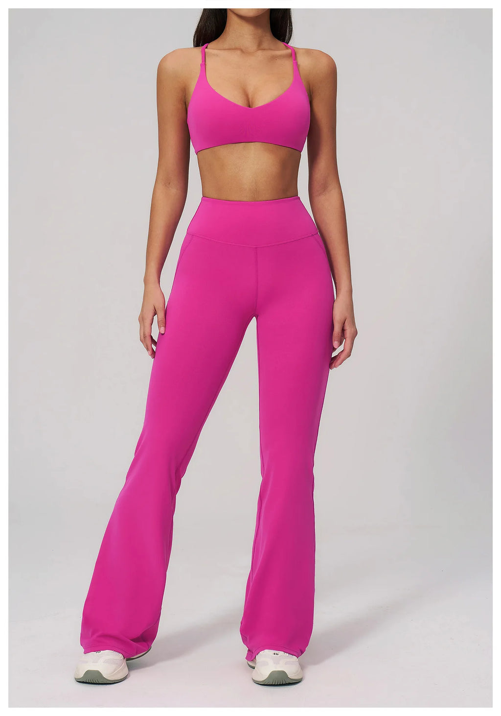 2PCS Flared Pants Yoga Set Women's Tracksuits Gym Fitness Outfits Sports Sets Female Shockproof Sports Bra Yoga Workout Clothes