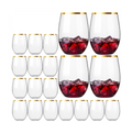 Disposable Stemless Wine Glasses, Plastic Wine Cups, Whiskey Glasses, Clear Drinking Glasses for Party