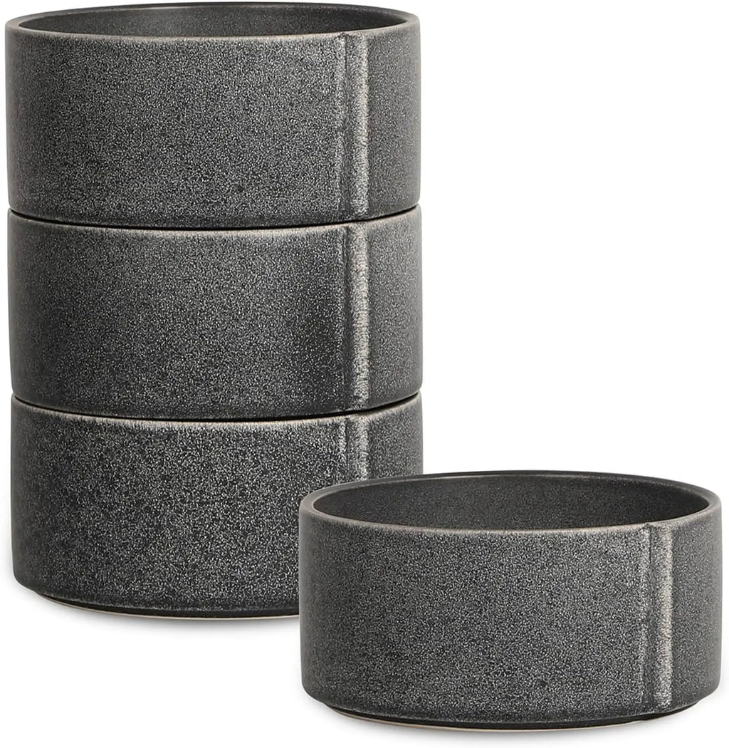 8-Piece Bowl Set Stoneware,Charcoal