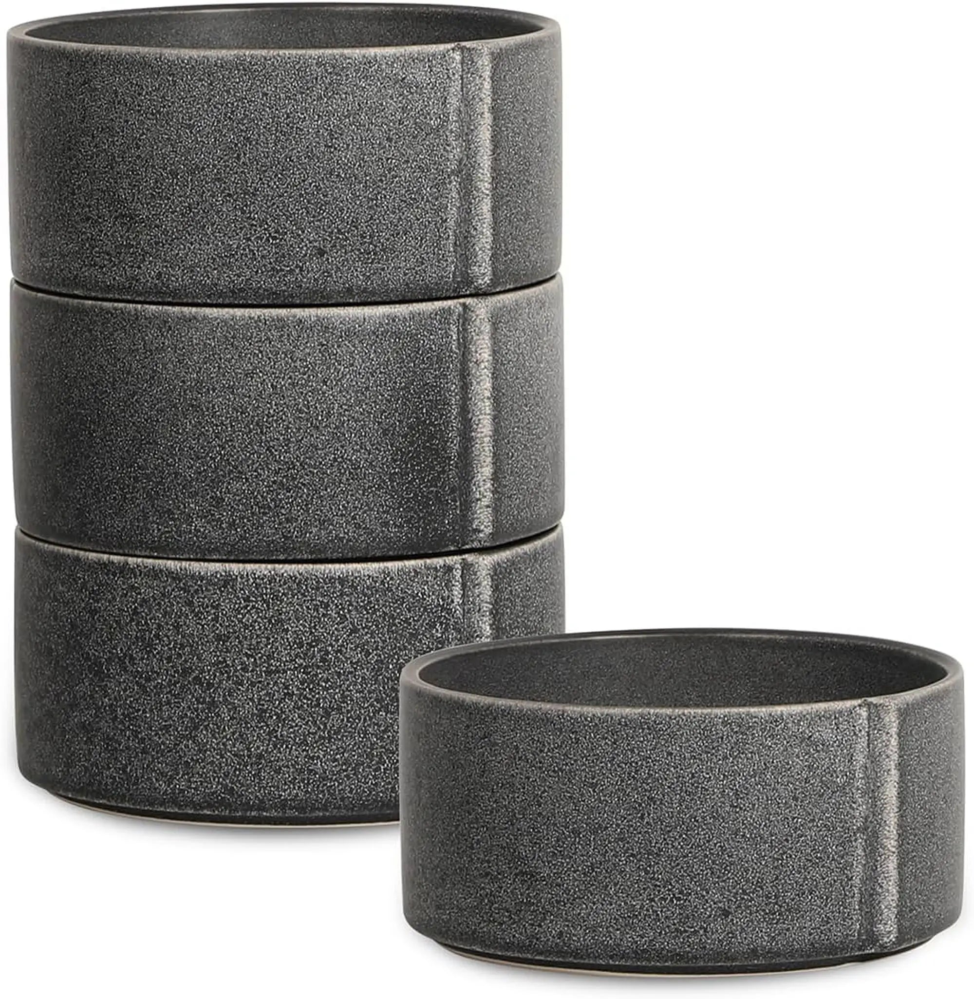 8-Piece Bowl Set Stoneware,Charcoal