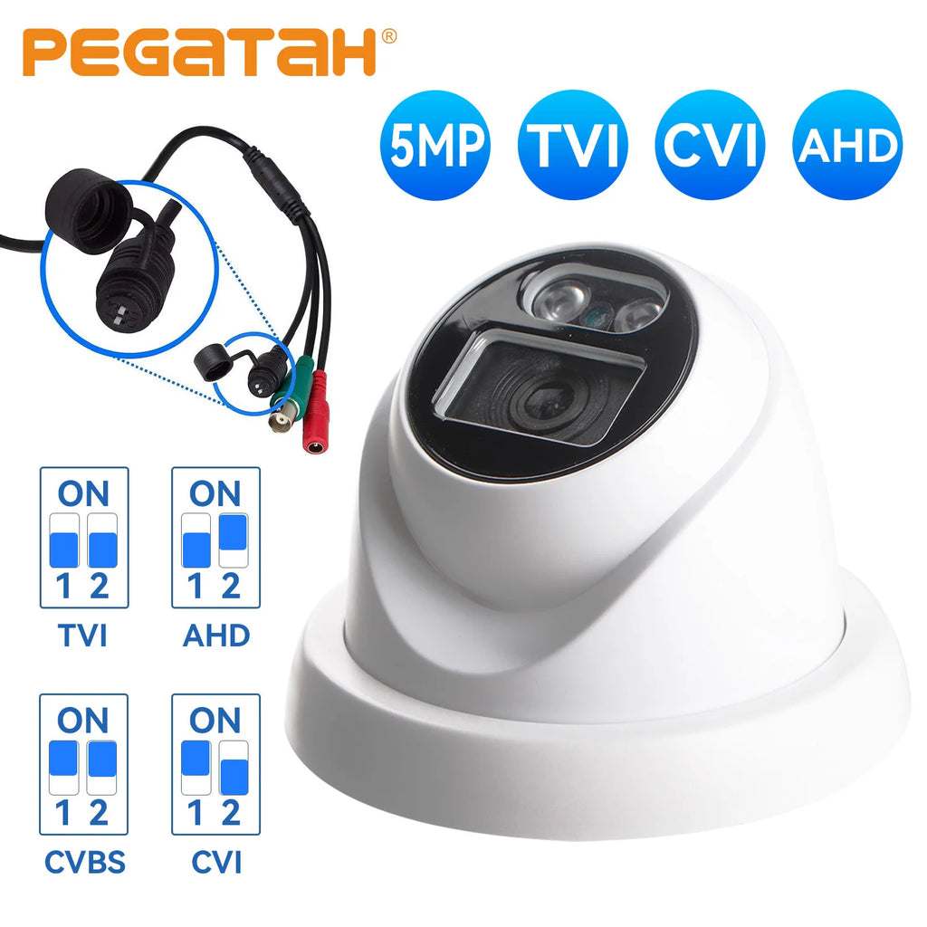 5MP 4-in-1 AHD/TVI/CVI/CVBS HD Analog Camera 10-15m IR&Weatherproof With DIP Switch Switching Video Outdoor Dome Security Camera