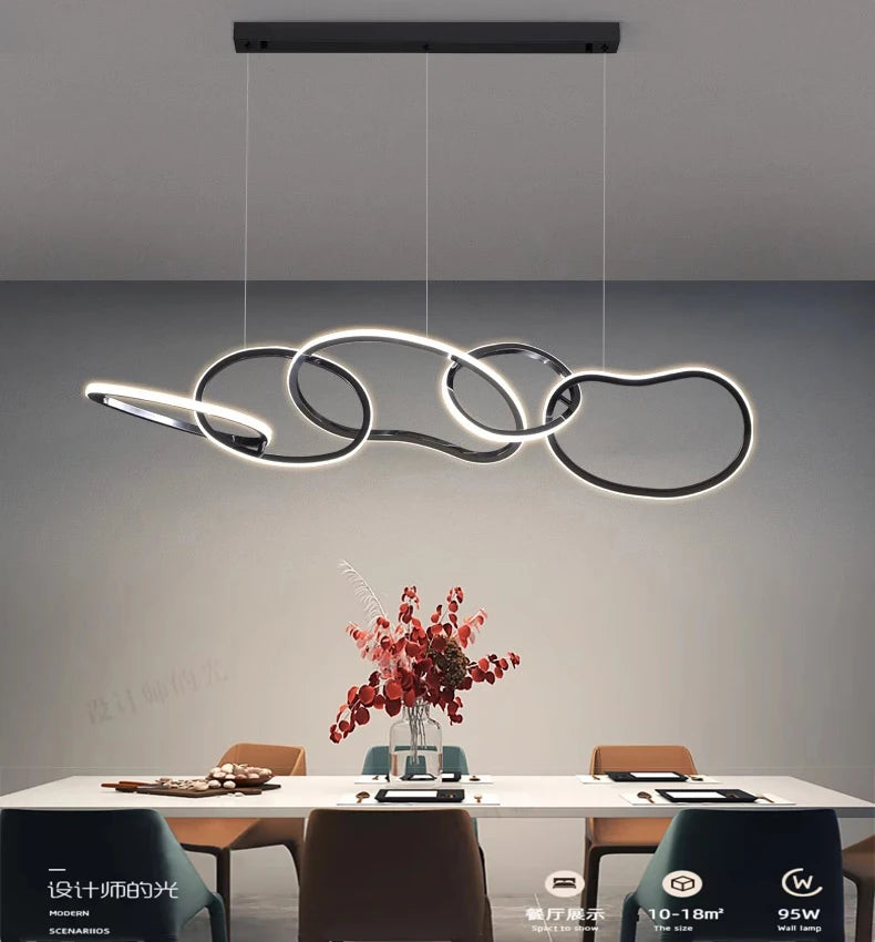 Light luxury LED lustre pendant lights hanging lamps black gold rose gold light for indoor bedroom dining table light fixture