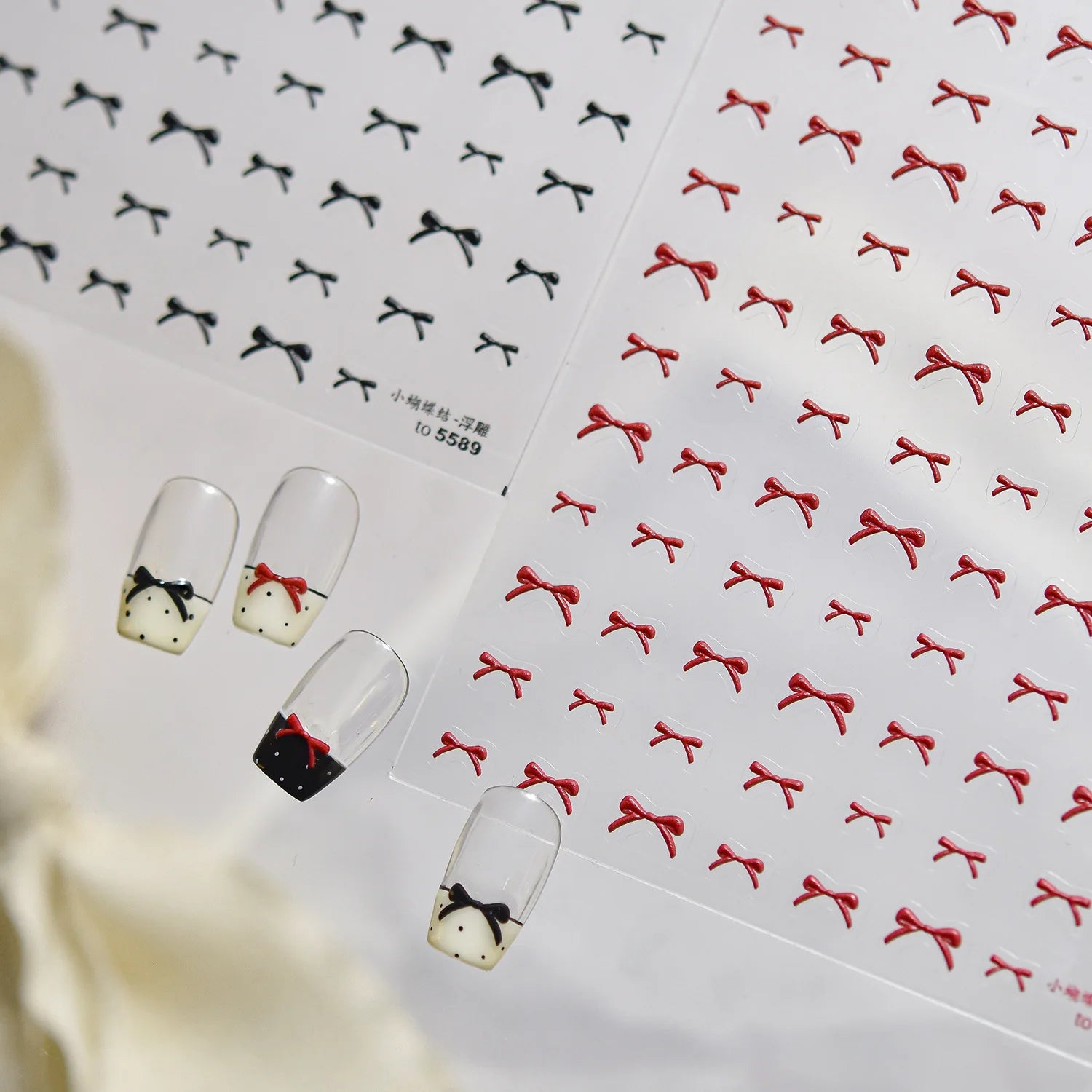 5D Relief Nail Stickers Sweet Small Bow-shaped Nail Decorations Stickers Self Adhesive Bowtie Bowkont Nails Art Accessory Decals
