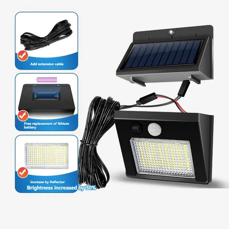 20/30/48LED Solar Lights Outdoor 3 Mode Waterproof Motion Sensor Security Lighting LED Wall Street Lamp for Garden Porch Light