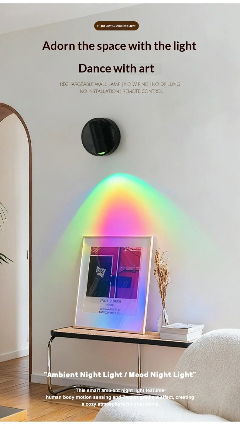 LED Light Magnetic Rechargeable Wall light Spotlight Wireless No Punch Reading Light With Touch Switch Dimmable Bedside Lamp
