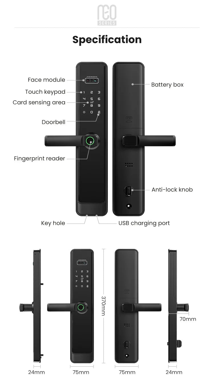 ttlock remote control 3d face recognition fingerprint smart lock automatic safe digital Intelligent electronic lock for home