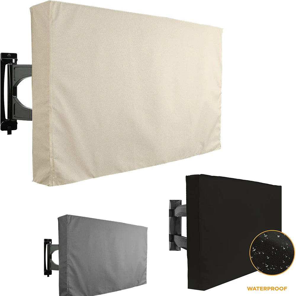 Weatherproof Dust-proof Outdoor TV Cover Beige 32" 36" 40" 46" 50" 55" 60" 65" Protect TV Screen Garden Patio Outdoor TV Cover