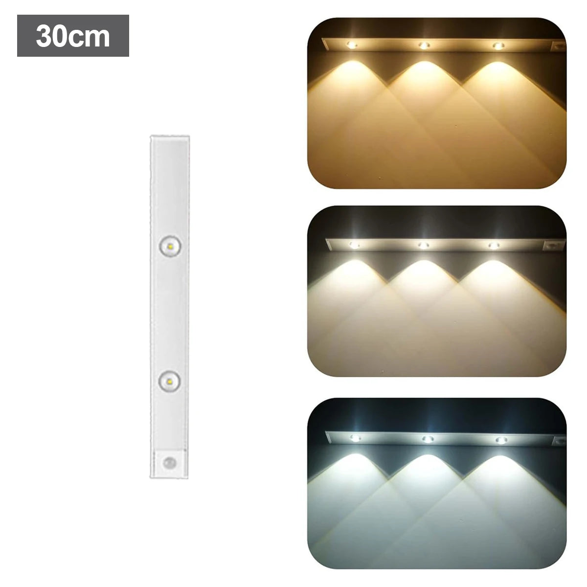 Ultra Slim Led Motion Sensor Light Strip Tricolor Lamp Usb Rechargeable Lights Leds Night With Paste 10cm/20cm/30cm/50cm Cabinet