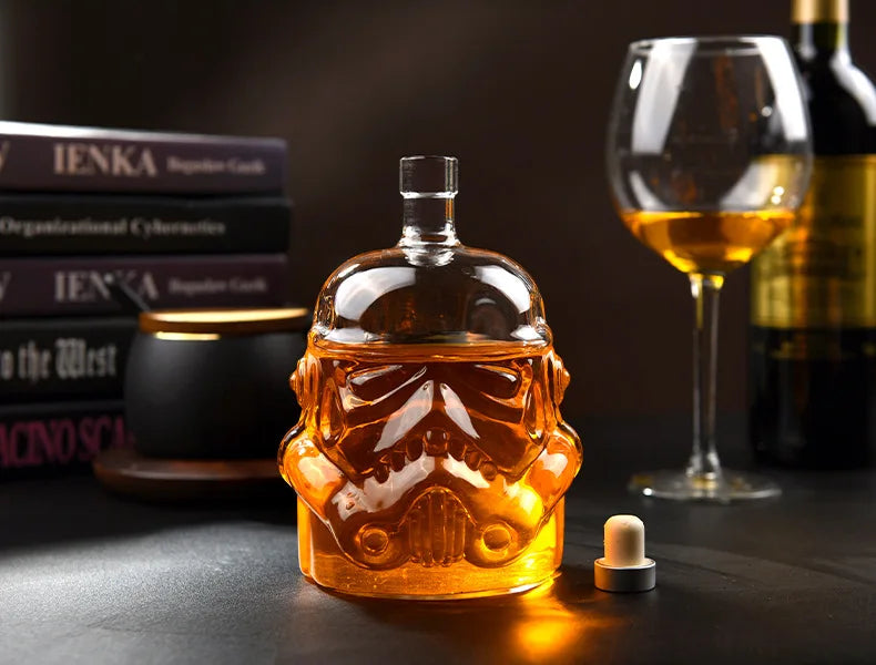 Glass Whiskey Decanter Transparent Creative Dispenser Flask Carafe for Wine Scotch Bourbon Vodka Gift Package for Men