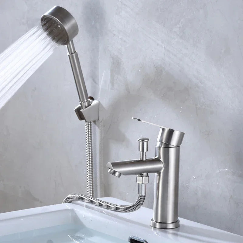 Stainless Steel Multifunctional Shower Mixer Faucet - Deck Mounted Household Sink Tap with Hot and Cold Water for Washbasin