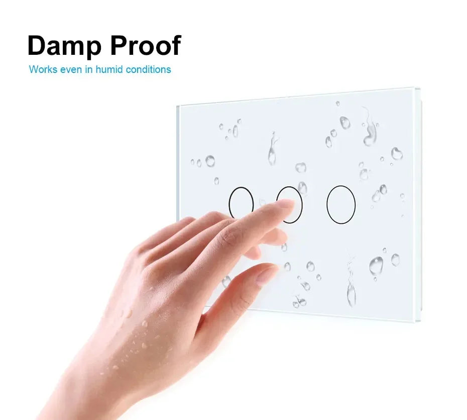 New Livolo US/AU Fashion Electrical Touch Screen Switches 1 Gang 2 Way Wall Light Switch Tempered Crystal Glass Panel,110V-240V