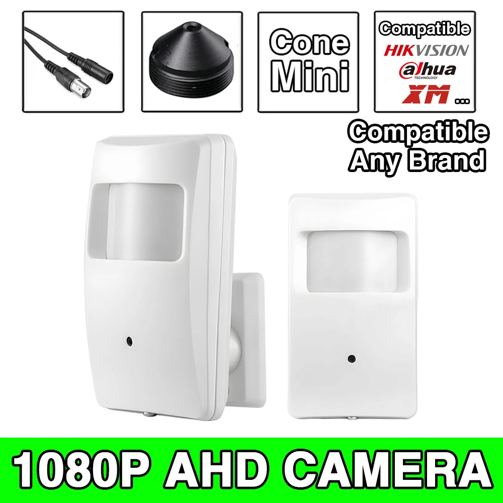 AHD CCTV System 3.7mm Cone Lens Mini Camera - 1920*1080P 2MP HD Detector Design Waterproof Bracket for Indoor/Outdoor Security