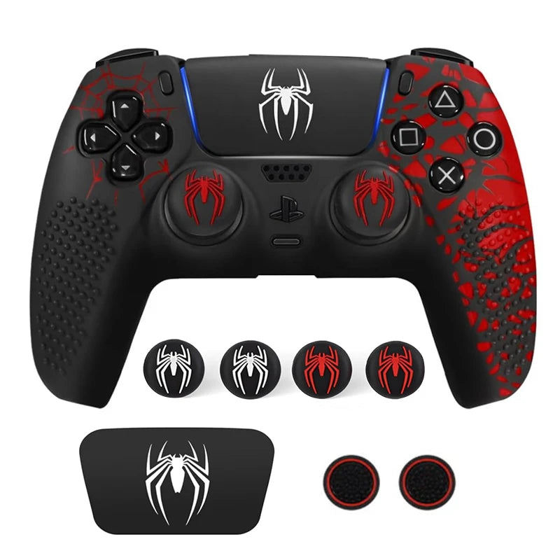 Controller Skin Shell for PS5 Controller Silicone Cover Case with Rubber Thumb Grip Gaps Touch Pad Sticker For PS5 Fit In Dock