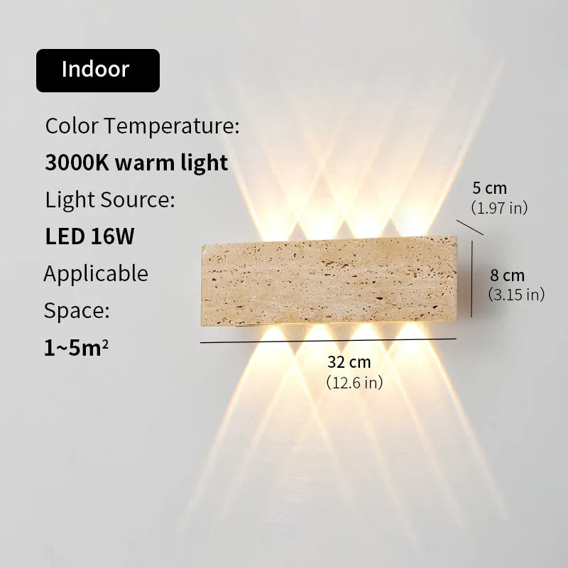 Wabi-sabi LED Wall Lamp Garden Light Stone IP65 Outdoor Waterproof Bedside Retro Sconces Lighting Fixture Home Decoration Indoor