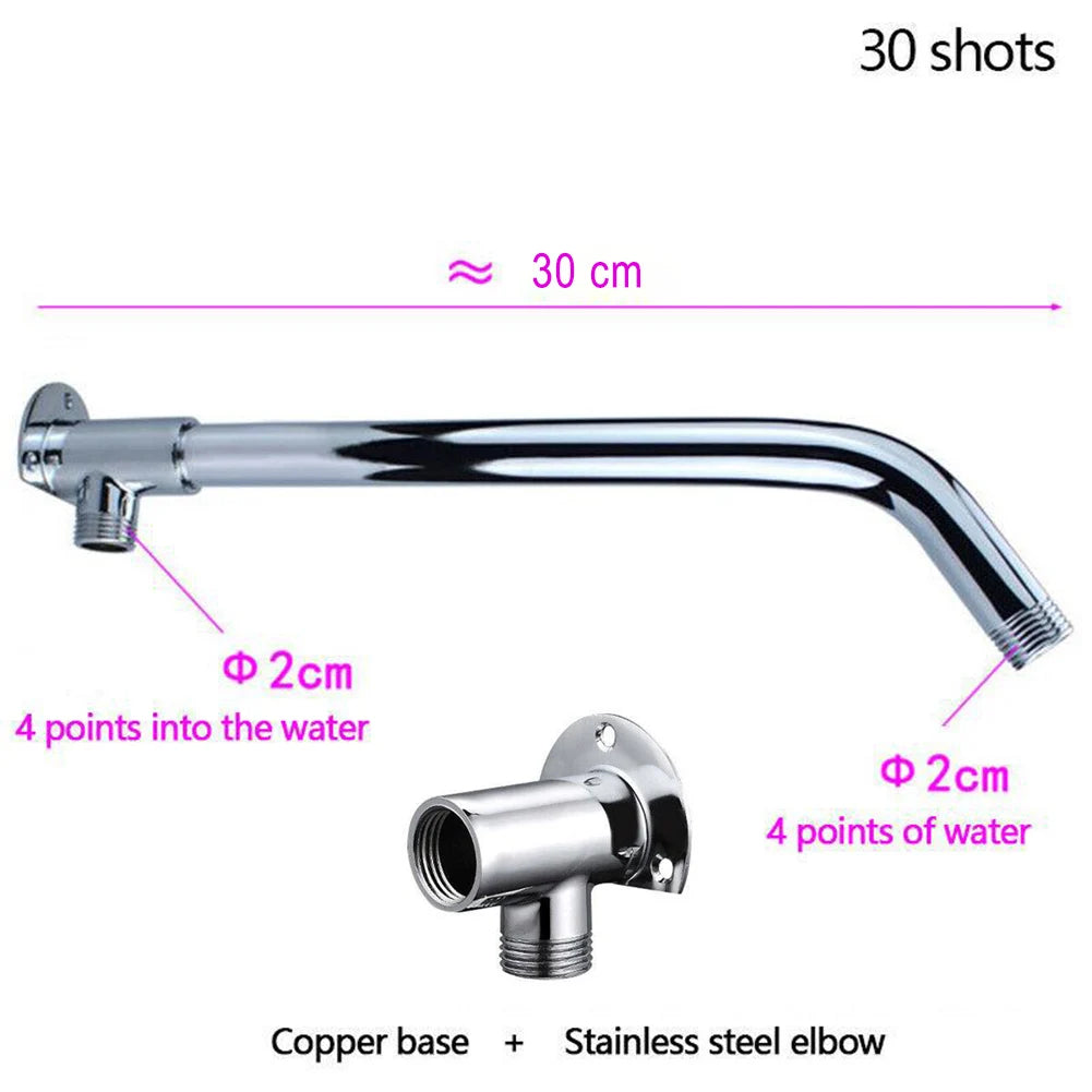 Stainless Steel Shower Arm Extension Arm Joint Shower Nozzle Bottom Hose Wall Mounted Shower Head Arm Bathroom Accessories