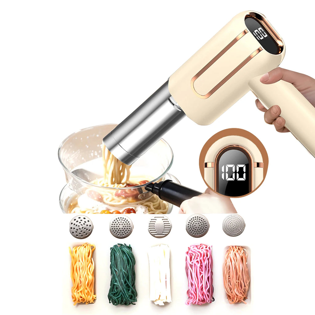 5 Molds Wireless Ramen Pasta Making Machines Electric Portable Noodle Maker Handheld USB Automatic 4000mAh For Home Kitchen 제면기