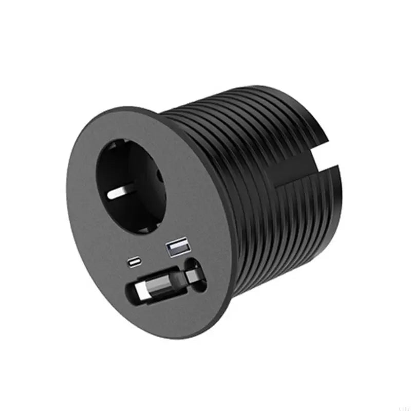 Embedded Round European Socket With 70cm Retractable Cable For Desk Installation And Fast Charging K1KF