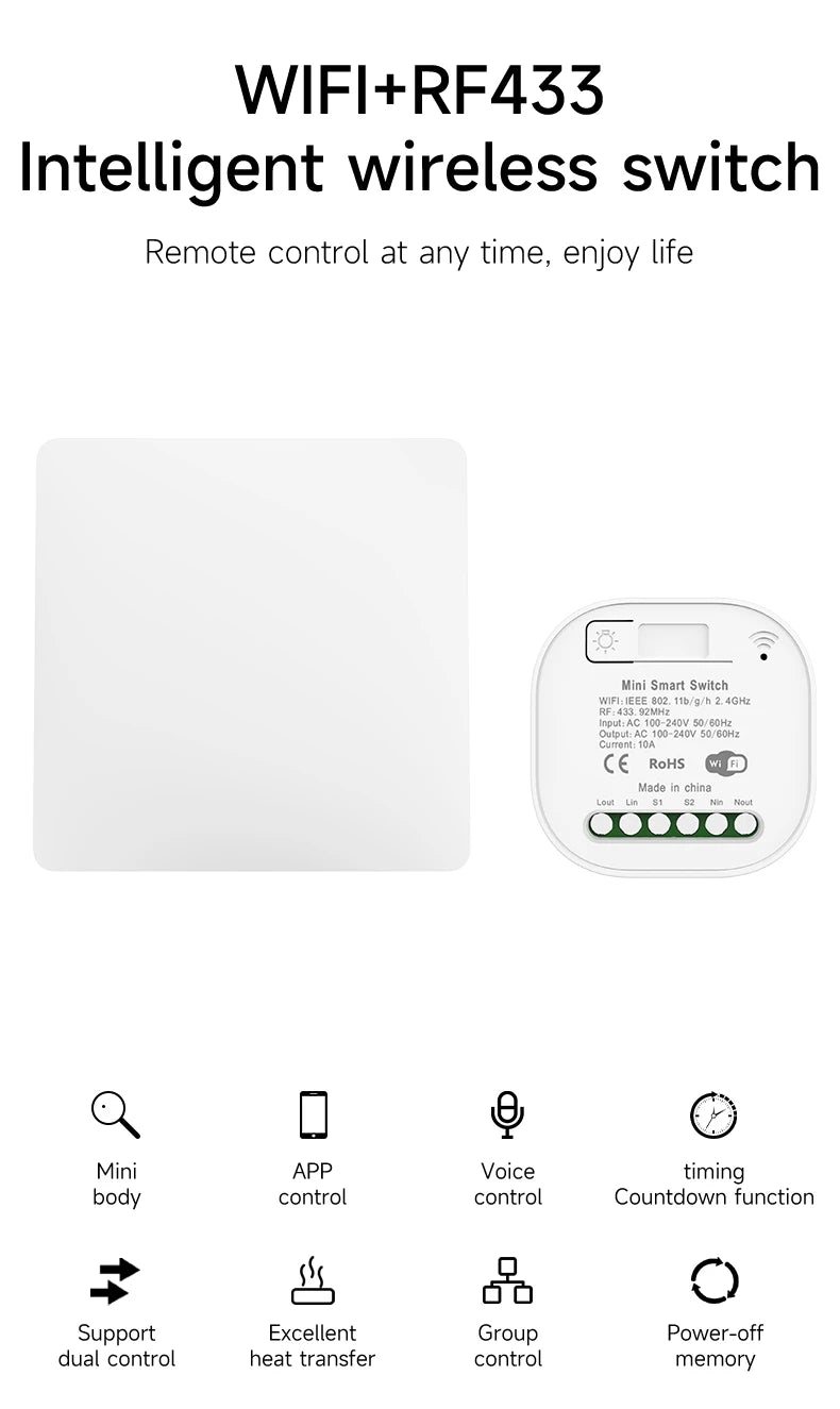 Smart Wifi Wireless Switch RF433 Self-Powered Push Button Wall Panels Remote Controller Light Switch Waterproof Wall Switches