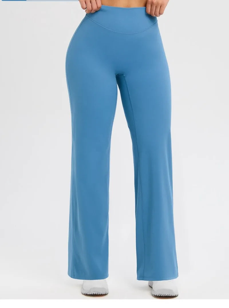 2026 C-B Women High Waist V Back Scrunch Straight Leg Yoga Pants Naked Feel Tummy Control Stretch Gym Pilates Sports Trousers