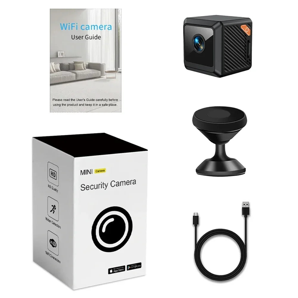 W02 Mini Security Camera 1080P HD, 140° Wide Angle, Bluetooth Pairing, 600mAh Battery, IR Night Vision 5M, Motion Alerts, Cloud/