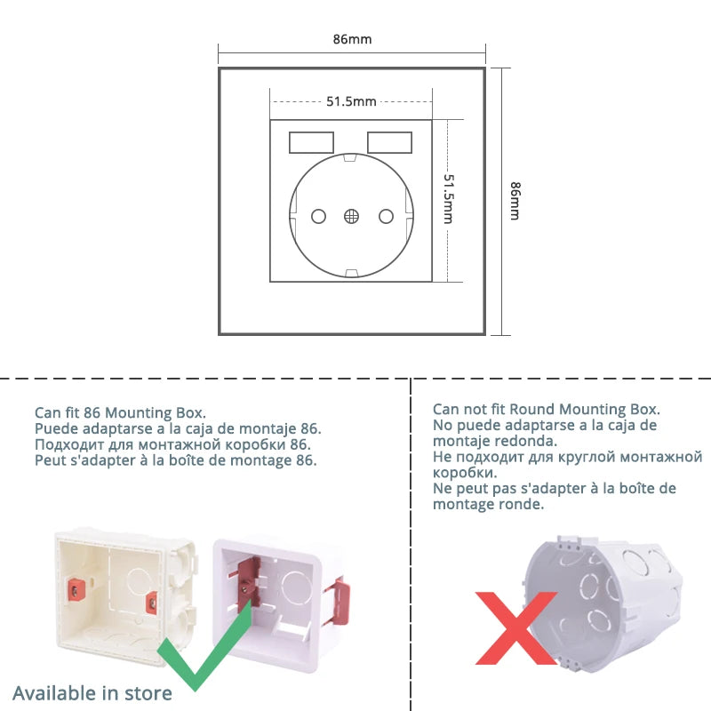 Coswall Luxury Crystal Tempered Glass Panel 1 Gang 1 Way Light Switch On / Off Wall Switch With LED Indicator 16A AC 250V