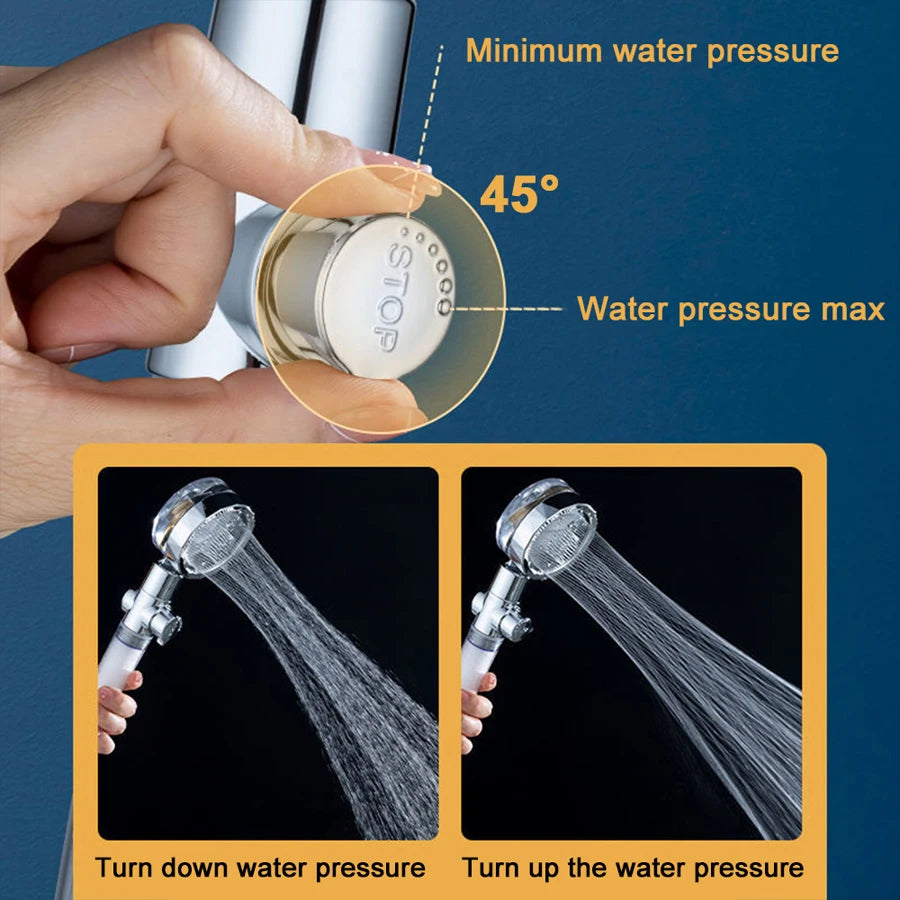 High-Pressure Shower Head Handheld Turbo Fan Showerhead With 5 Filters Water Saving Spray rain Shower Bathroom Accessories
