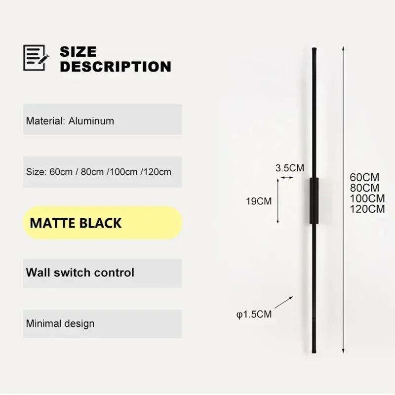 Modern LED Wall Lamp Bedroom Decoration Indoor Fixture Living Minimalist Lines Black Light Sconces Stair Hallway Wall Lights