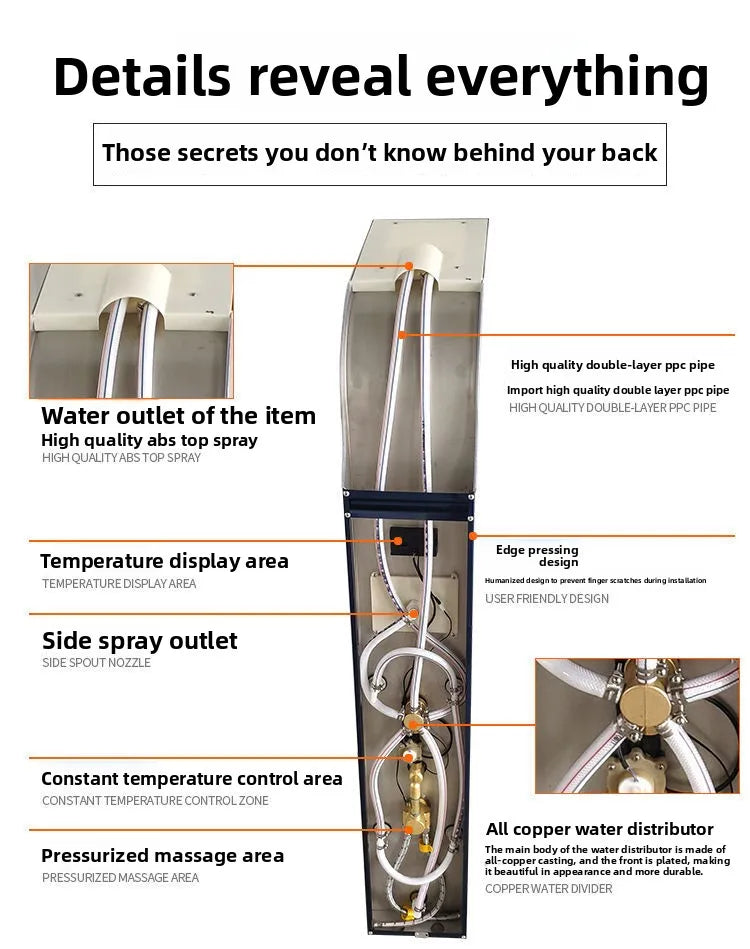 Shower screen shower set, bathroom wall-mounted household bathroom constant temperature all-copper rain nozzle