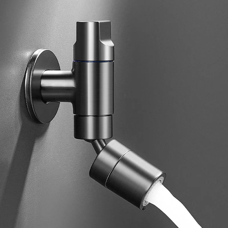In-wall Single Cold Water Faucet G1/2 Stainless Steel Bathroom Cleaning Room Basin Faucet Two Water Outlet Modes