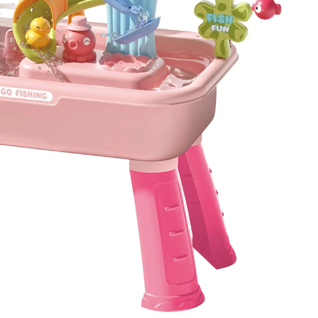 Kitchen Water table Sets with Pump,Tableware & Fishing Game for Kids,Children's Play Sink with Running Water & Electric Faucet