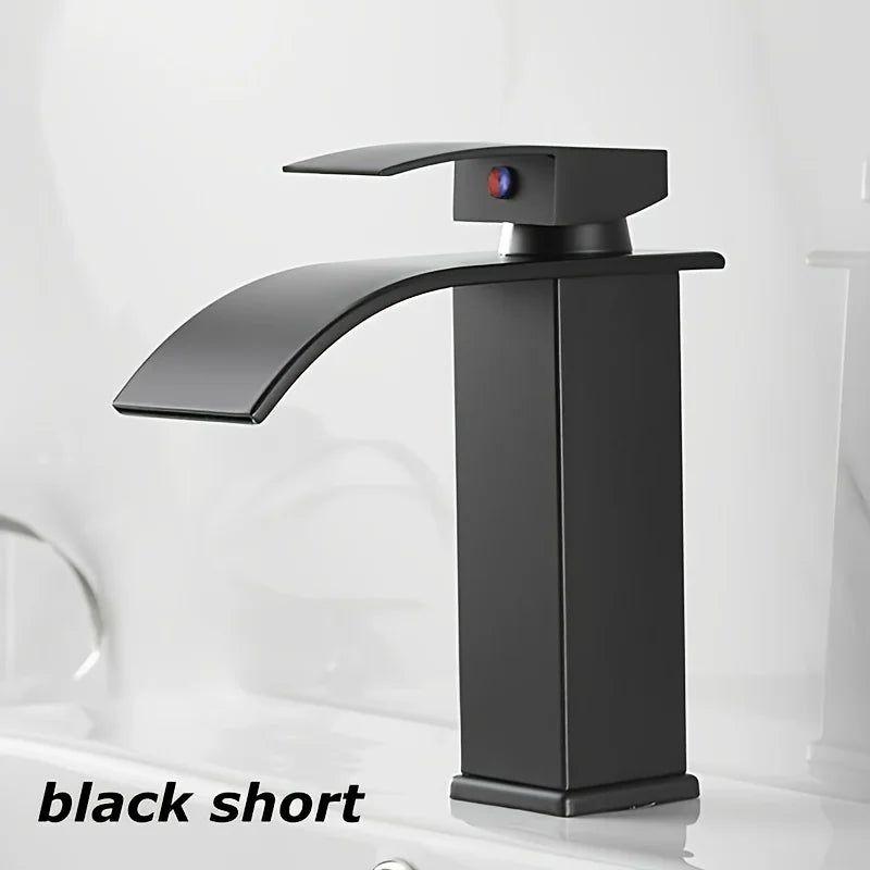Washbasin Hot and Cold Faucet,Water Saving Design Suitable for Most Sinking Faucets Tube Black Waterfall Household Bathroom