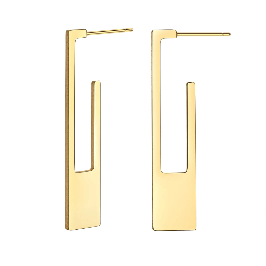 Kinitial Rectangle Earring Art Deco Earrings Modern Rectangle Bar Earrings Modern Trendy Jewelry For Women