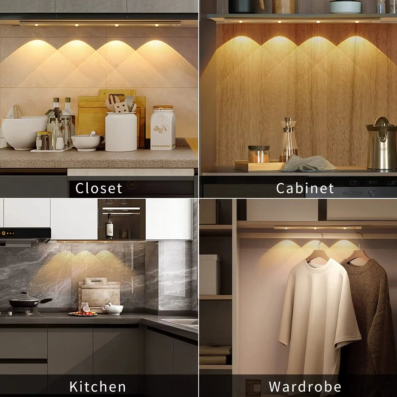 LED Ultra Thin Under Cabinet Lights Motion Sensor Night Light Wireless 3Color Dimmable For Kitchen Cabinet Bedroom Wardrobe Ligh