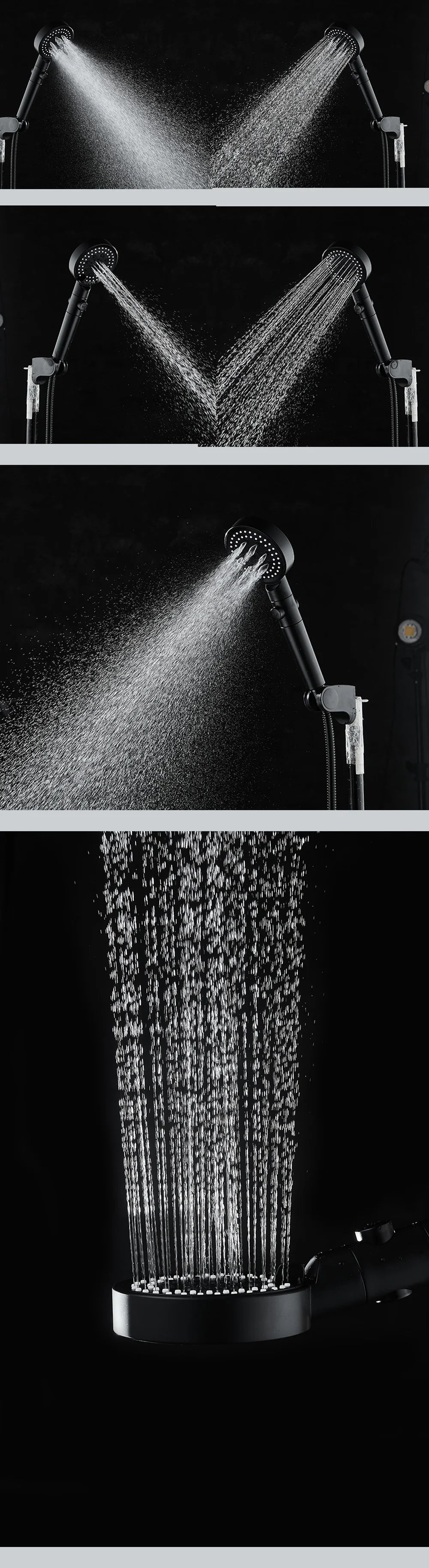 ZhangJi 2025 New 5-Function Shower head with Stop button 10cm Big Panel Silicone gel Hole Easy Cleaning Bathroom Nozzle Sprayer