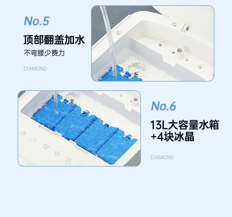 New Mini Air Conditioner Fan Cooling for Whole Room Mobile with Ice Crystals Voice Control Quiet Detachable Filter Air Cooler