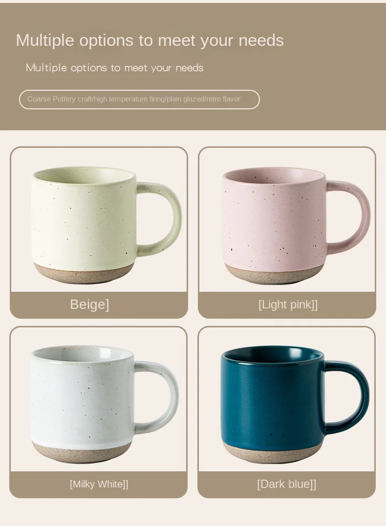 Custom Modern Design White Small Frosted Ceramic Tumblers Unglazed Base Speckled Coffee Mug With Handle Speckled Ceramic Mug