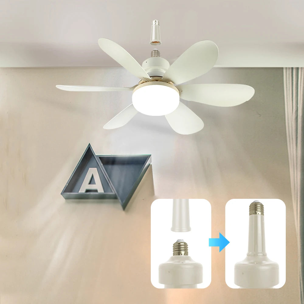 E26 E27 Base Home-use LED Ceiling Fan Light Wireless Remote Smart Fan Light 42cm 52cm Ceiling Fan for Room Office Study Kitchen