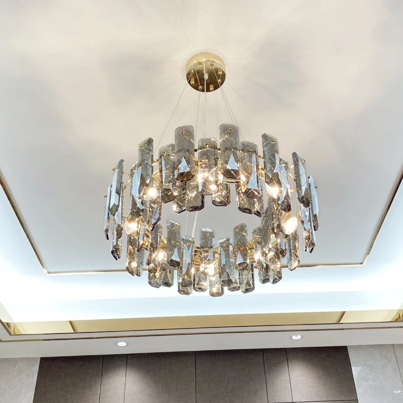 Postmodern Light Luxury LED Crystal Chandelier Atmosphere Dining Room High-end Home Bedroom Kitchen Living Room Pendant Lights