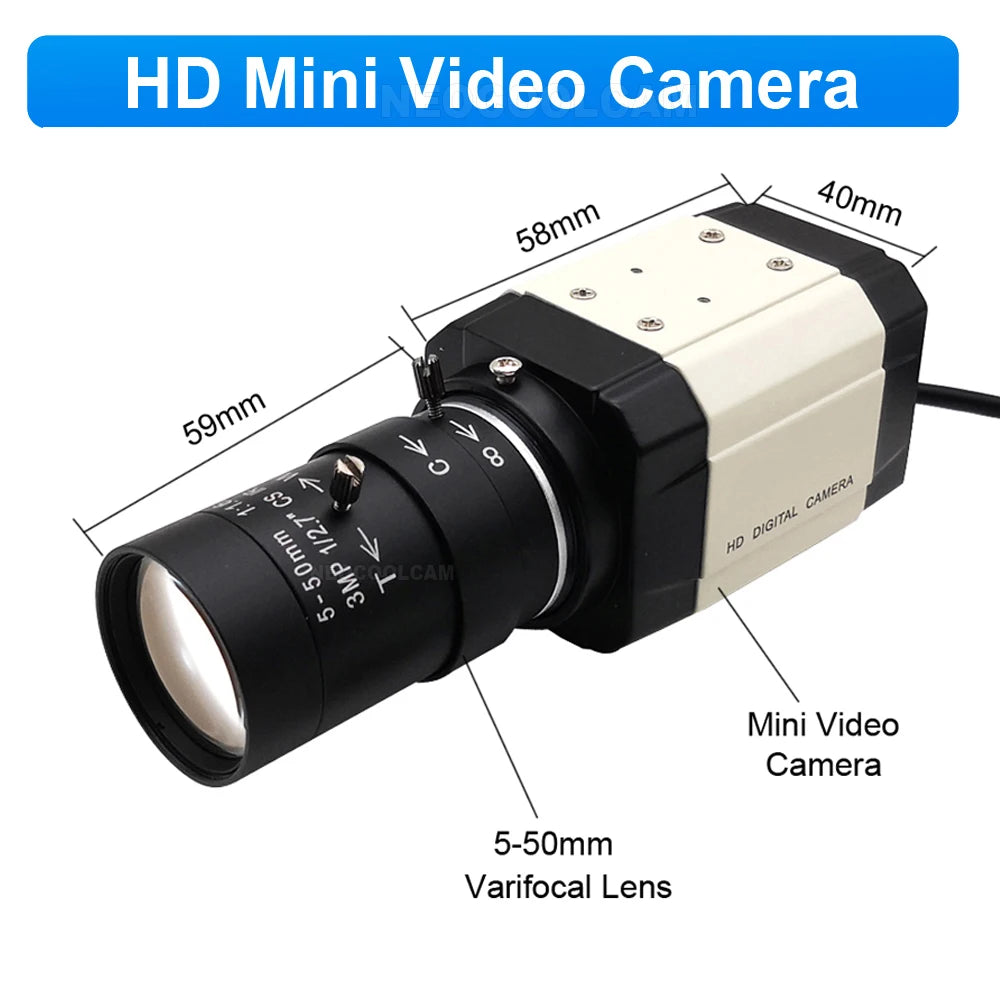 Industrial 4K 30fps CCD IMX415 HD USB Webcam 2K F5253 Sensor PC Video Usb Camera UVC OTG With 3MP 5-50mm Varifocal Zoom Lens