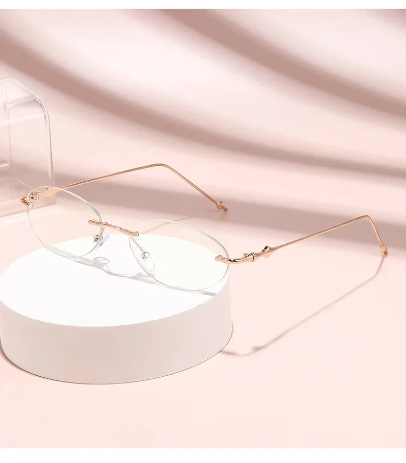 Small Oval Photochromic Myopia Glasses Women Men Fashionable Frameless Minus Diopter Glasses Trendy Outdoor Eyewear0-1.0-4.0