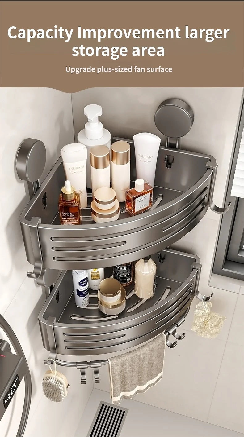 Bathroom Storage Shelf Suction Cup Perforation-Free Bathroom Triangle Toilet Wash Counter Corner Bathroom Storage Shelf