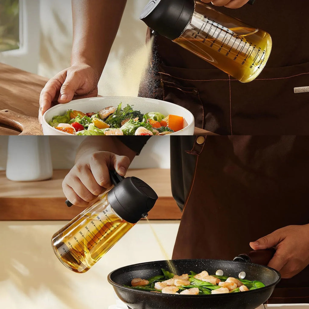 16Oz/470Ml Glass Olive Oil Sprayer for Cooking – 2 in 1 Olive Oil Dispenser Bottle for Kitchen Gadgets and Air Fryer Accessories